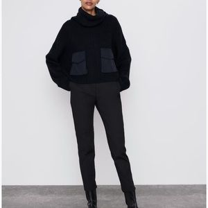 Zara Dark Gray Work Pants with Elastic Waistline